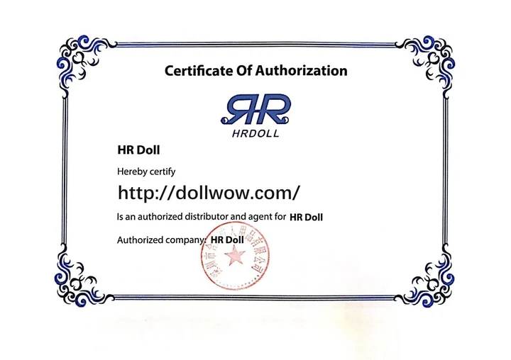 Herun Doll certificate authorizing DollWow as a retailer