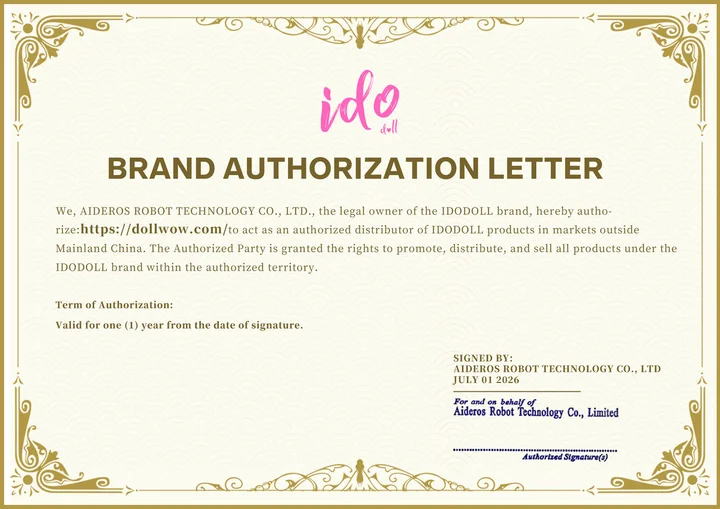 IDO Dolls certification authorizing DollWow as a retailer