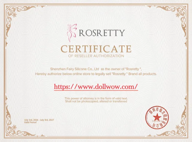 Rosretty certification authorizing DollWow as a retailer