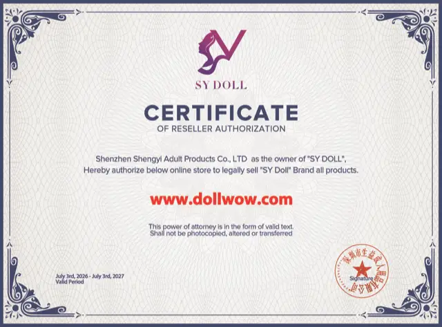 Moonvale certification authorizing DollWow as a retailer